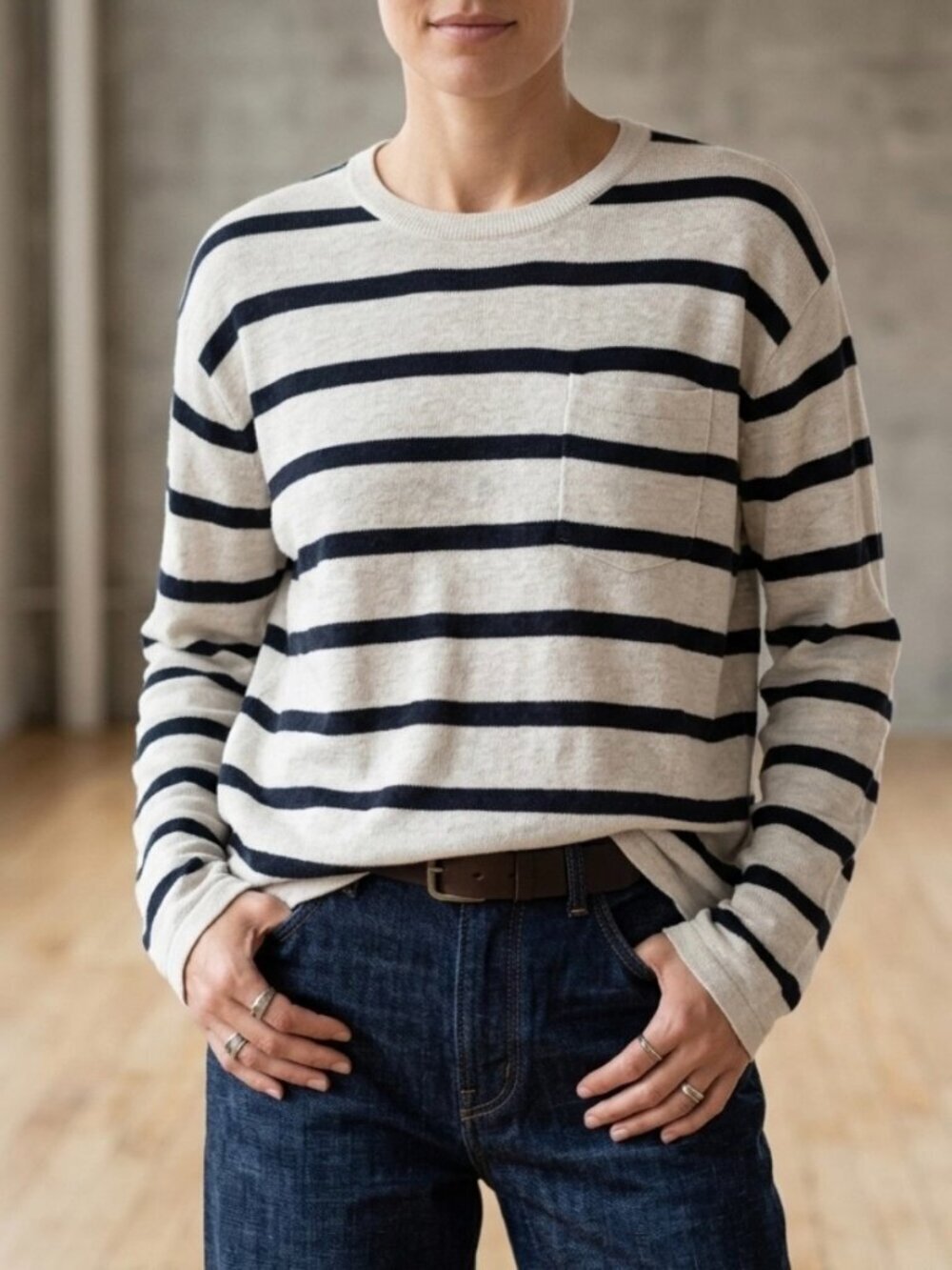 J. Crew 100% Cotton Striped Sweater Sz L Preppy Heritage Nautical